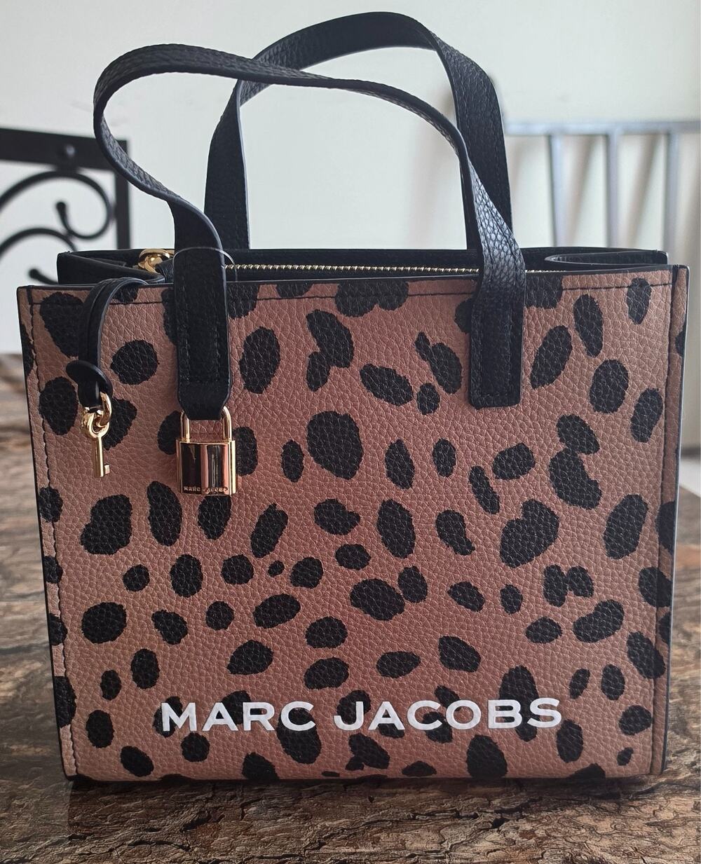 Marc Jacobs Cheetah Bold Mini Grind Tote Bag Black Multi Leather Crossbody